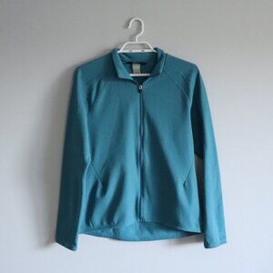 MEC Women's Sz‎ Lrg Blue Full Zip Cycling Active Fleece Ribbed Stretch Jacket